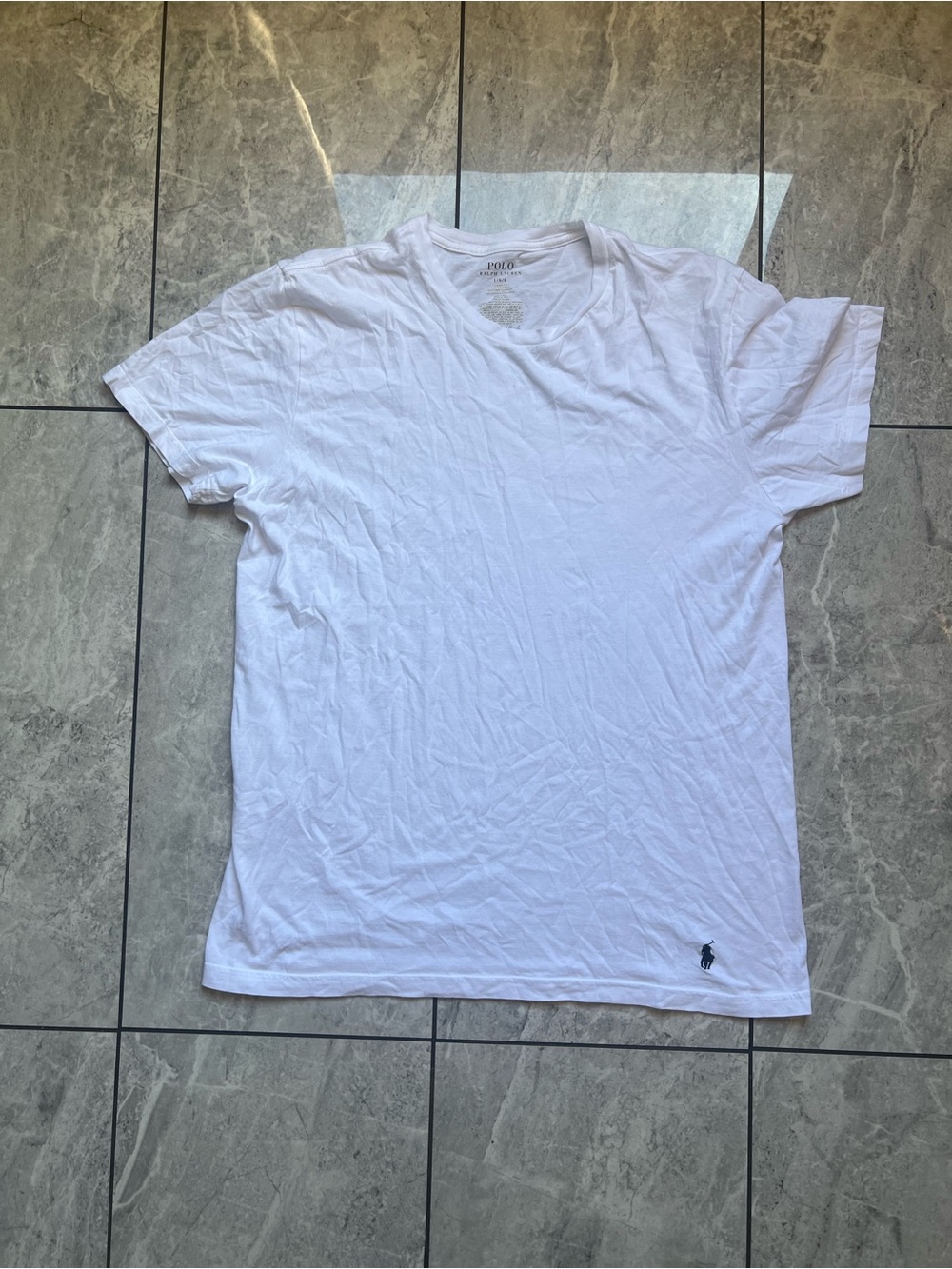 Polo Ralph Lauren White T-Shirt Mens S/S Embroidered Pony Logo Crewneck Cotton L